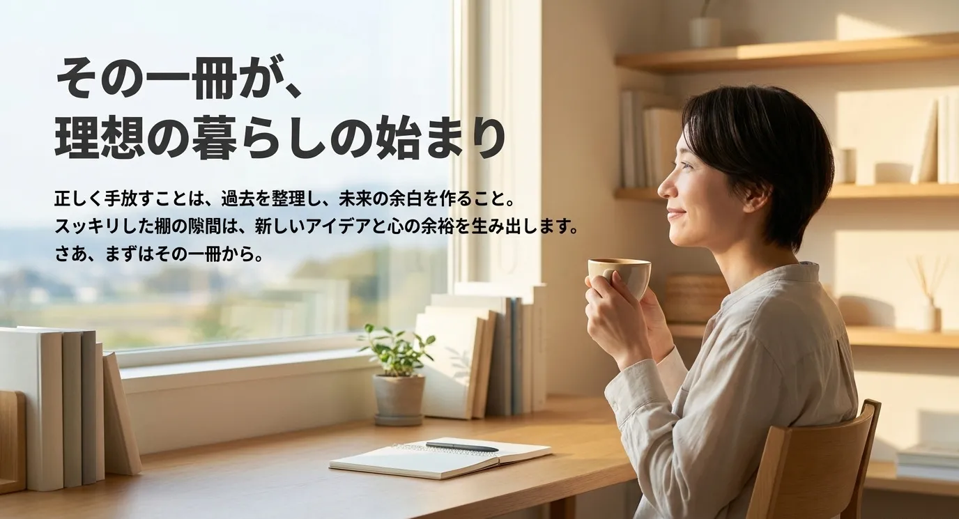 正しく手放すことで過去を整理し、新しいアイデアや心の余裕を生む「未来の余白」を作ることを促すスライド