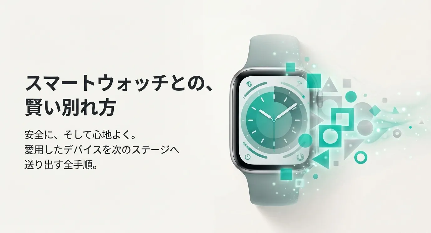 「スマートウォッチとの、賢い別れ方。安全に、そして心地よく。愛用したデバイスを次のステージへ送り出す全手順。」が記載された表紙