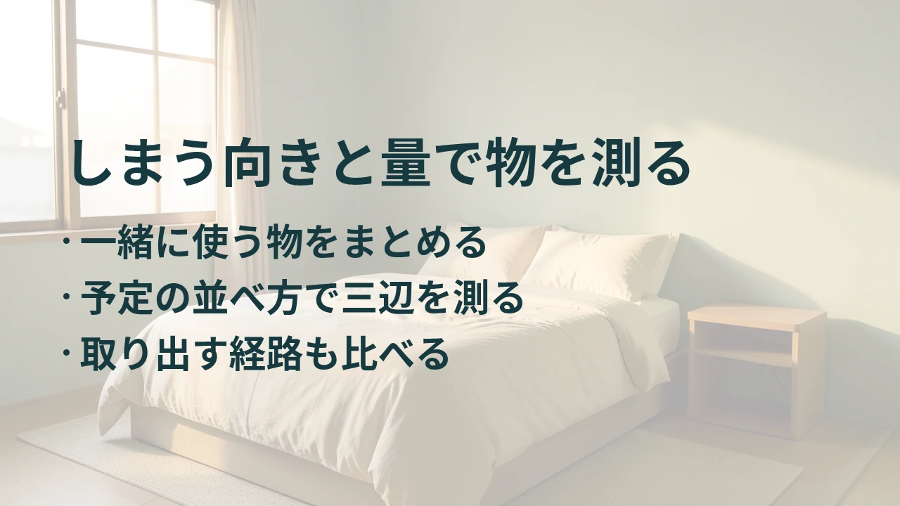しまう向きと量で物を測る