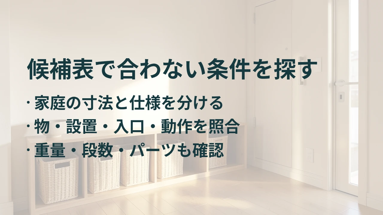 候補表で合わない条件を探す