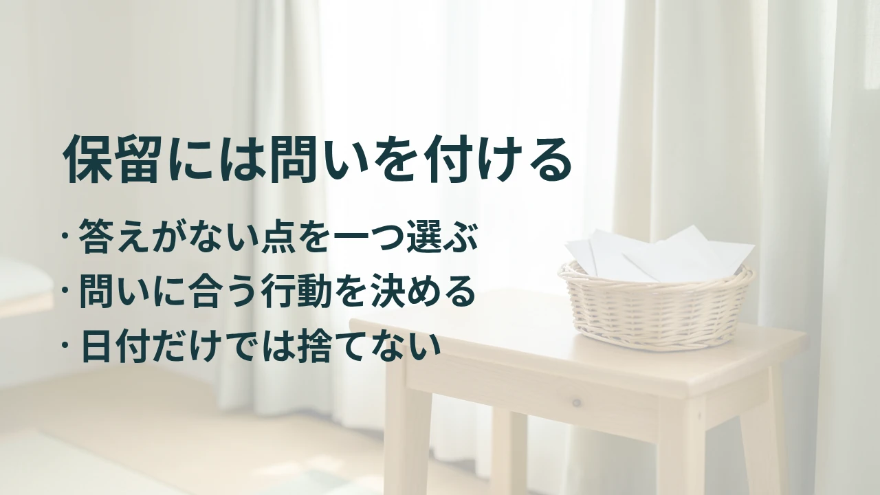 保留には問いを付ける