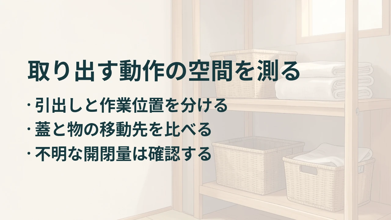 取り出す動作の空間を測る