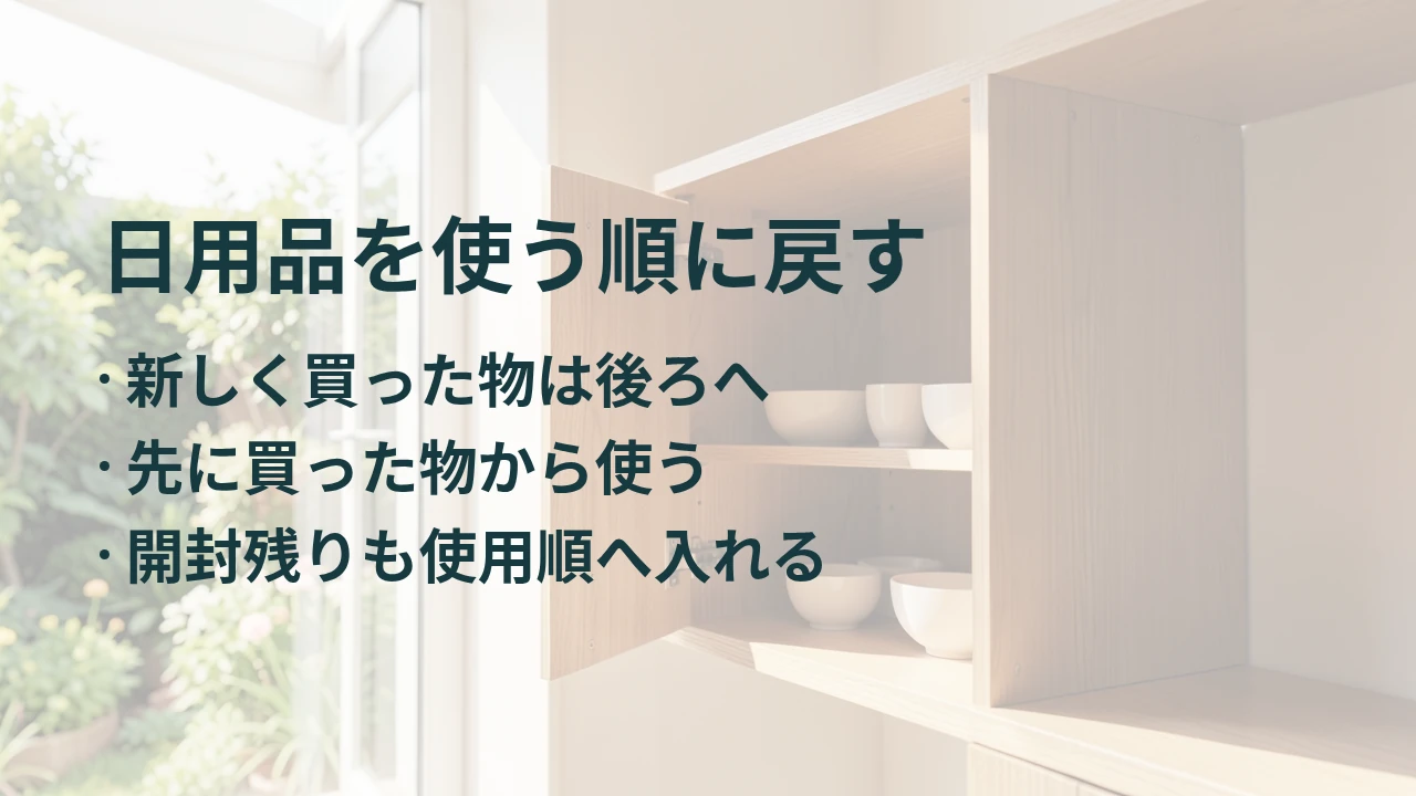 日用品を使う順に戻す