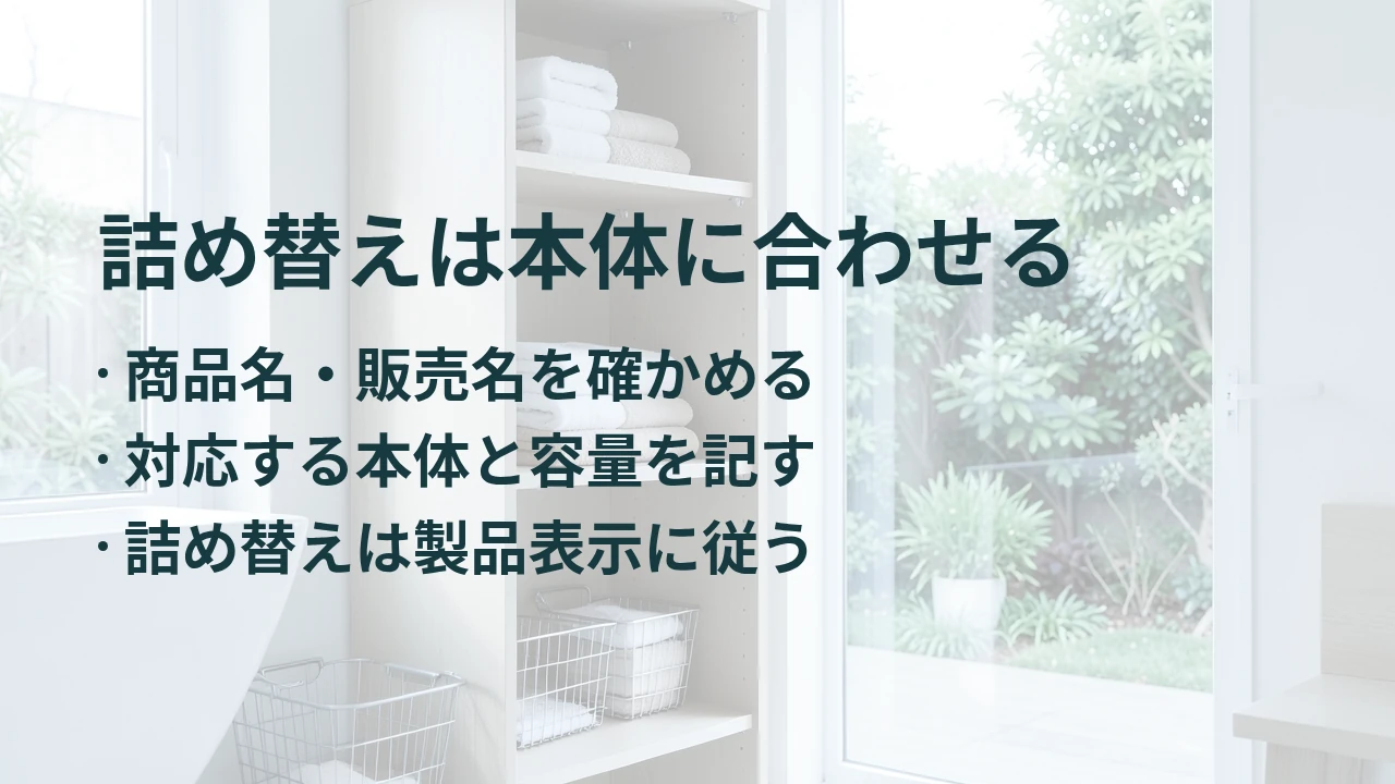 詰め替えは本体に合わせる