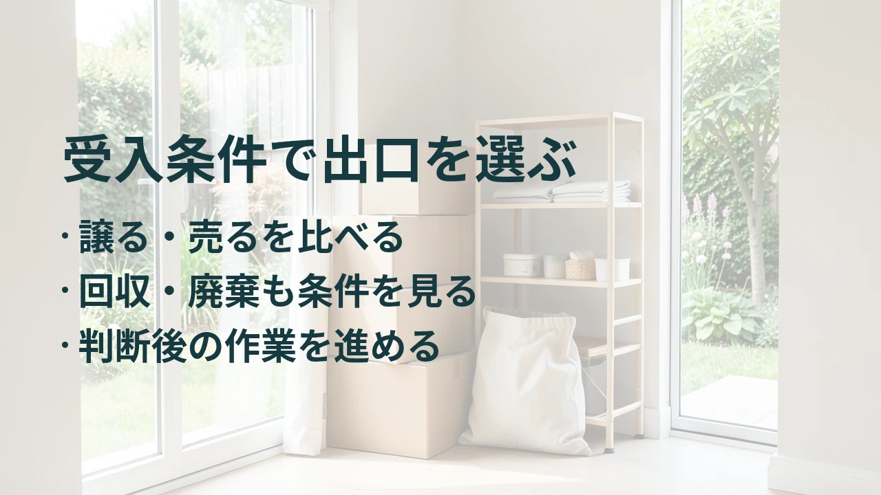 受入条件で出口を選ぶ