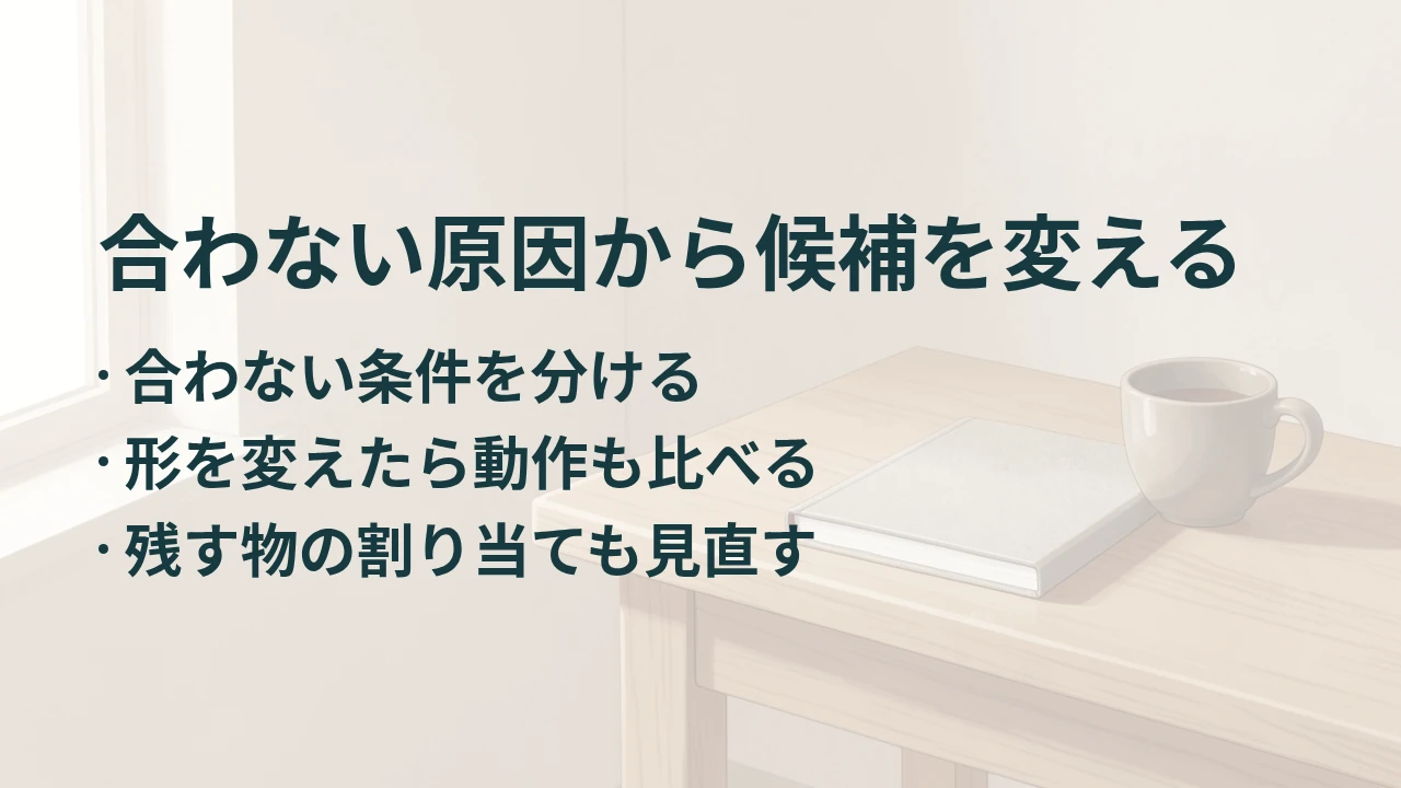 合わない原因から候補を変える