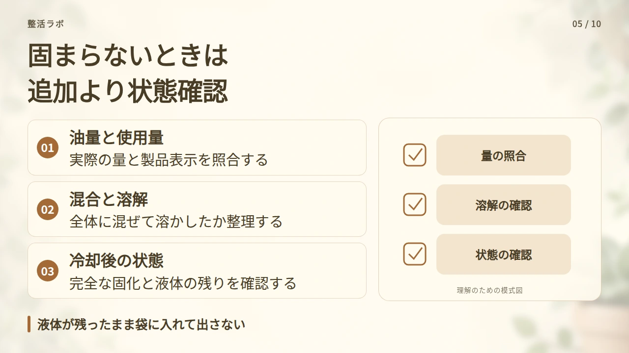 固まらないときは追加投入より先に状態を確かめるの要点と図解