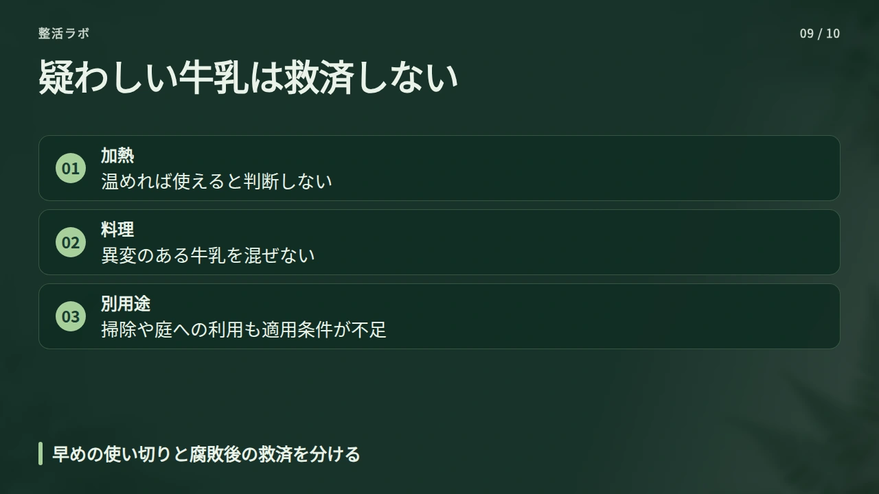 加熱や再利用で使い切ろうとしないの要点と図解