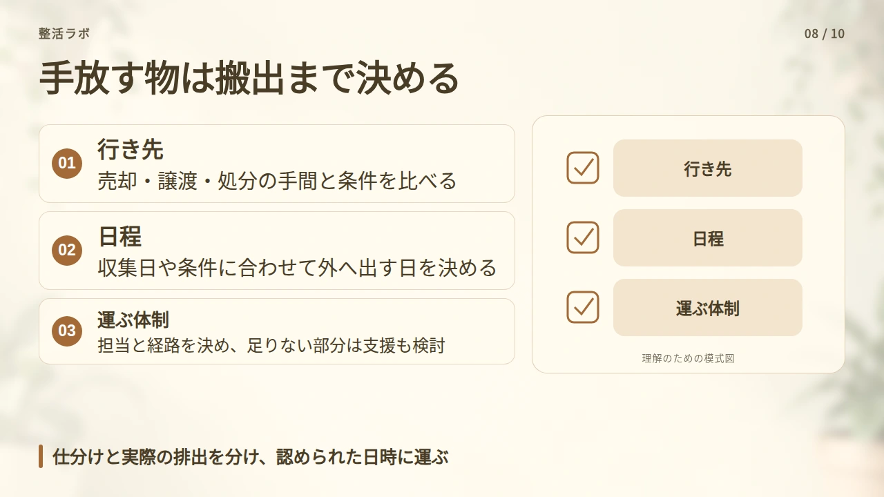 手放す物は、行き先・日程・運ぶ人まで決めるの要点と図解