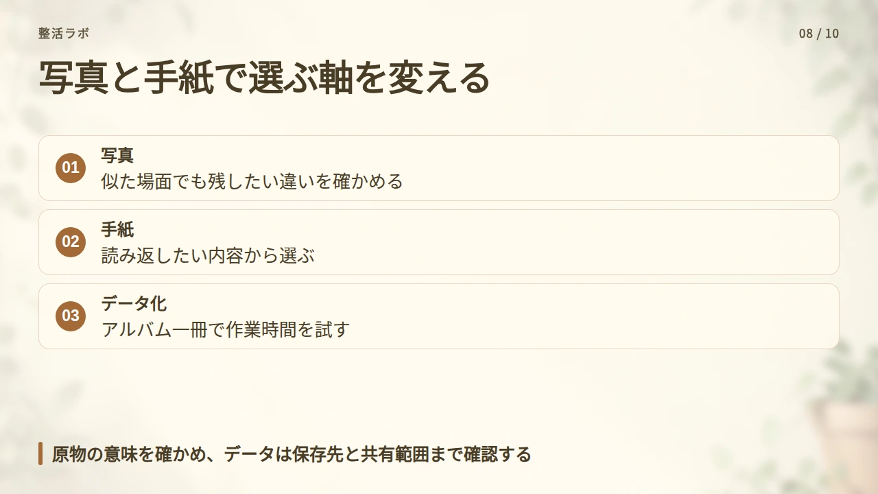 写真と手紙は、重複・内容・原物の意味で選ぶの要点と図解