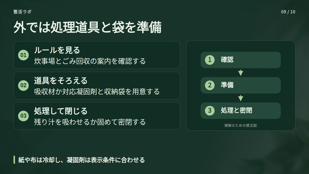 キャンプや外出先では持ち帰れる準備をするの要点と図解